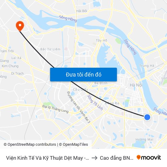 Viện Kinh Tế Và Kỹ Thuật Dệt May - 478 Minh Khai to Cao đẳng BN Tây Hà map