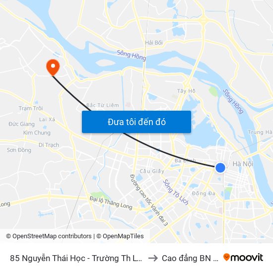 85 Nguyễn Thái Học - Trường Th Lý Thường Kiệt to Cao đẳng BN Tây Hà map