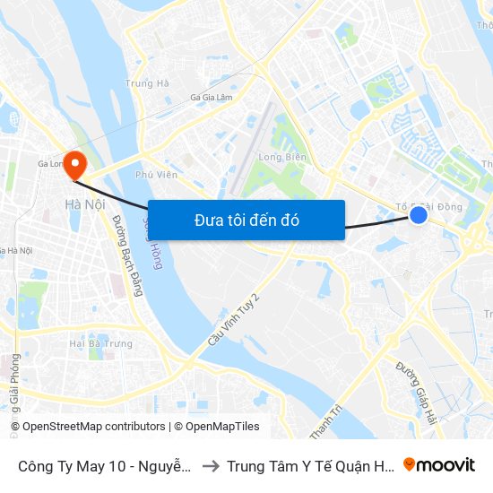 Công Ty May 10 - Nguyễn Văn Linh to Trung Tâm Y Tế Quận Hoàn Kiếm map