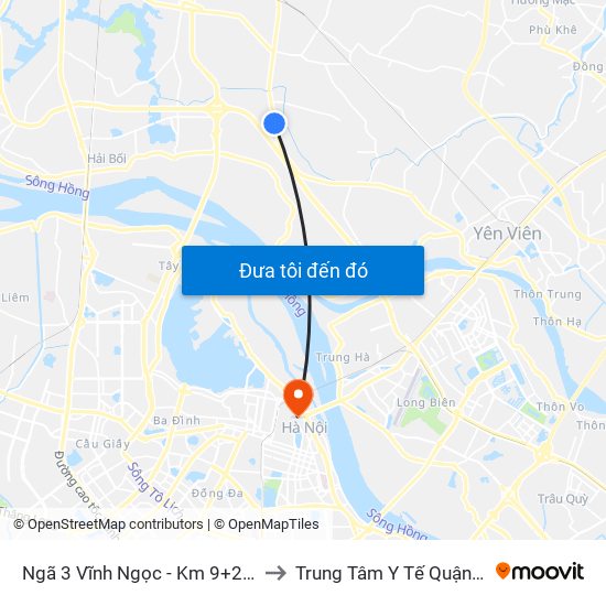 Ngã 3 Vĩnh Ngọc - Km 9+230 Quốc Lộ 3 to Trung Tâm Y Tế Quận Hoàn Kiếm map