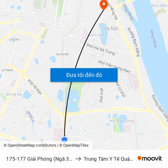 175-177 Giải Phóng (Ngã 3 Lê Thanh Nghị) to Trung Tâm Y Tế Quận Hoàn Kiếm map