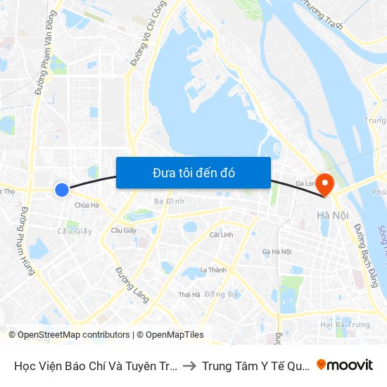 Học Viện Báo Chí Và Tuyên Truyền - 36 Xuân Thủy to Trung Tâm Y Tế Quận Hoàn Kiếm map