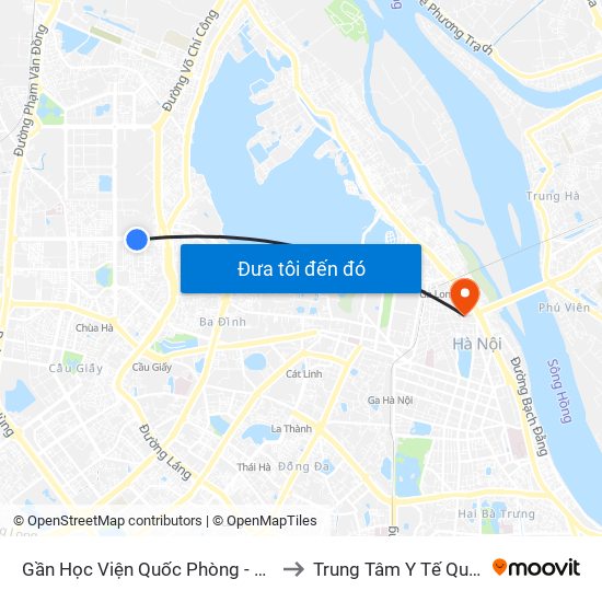 Gần Học Viện Quốc Phòng - 91 Hoàng Quốc Việt to Trung Tâm Y Tế Quận Hoàn Kiếm map