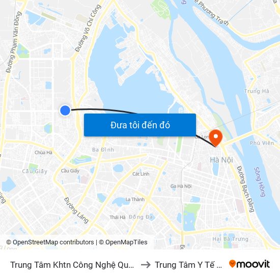 Trung Tâm Khtn Công Nghệ Quốc Gia - 18 Hoàng Quốc Việt to Trung Tâm Y Tế Quận Hoàn Kiếm map