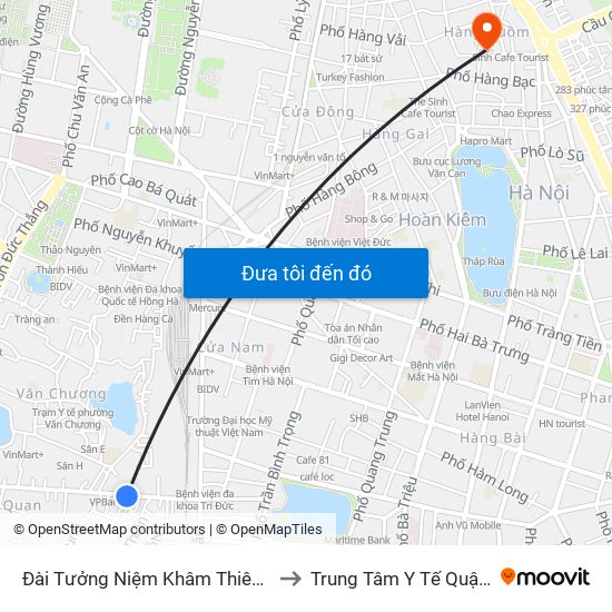 Đài Tưởng Niệm Khâm Thiên - 45 Khâm Thiên to Trung Tâm Y Tế Quận Hoàn Kiếm map