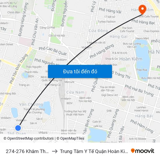 274-276 Khâm Thiên to Trung Tâm Y Tế Quận Hoàn Kiếm map