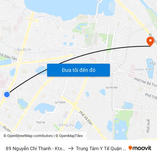 89 Nguyễn Chí Thanh - Ktx Đại Học Luật to Trung Tâm Y Tế Quận Hoàn Kiếm map