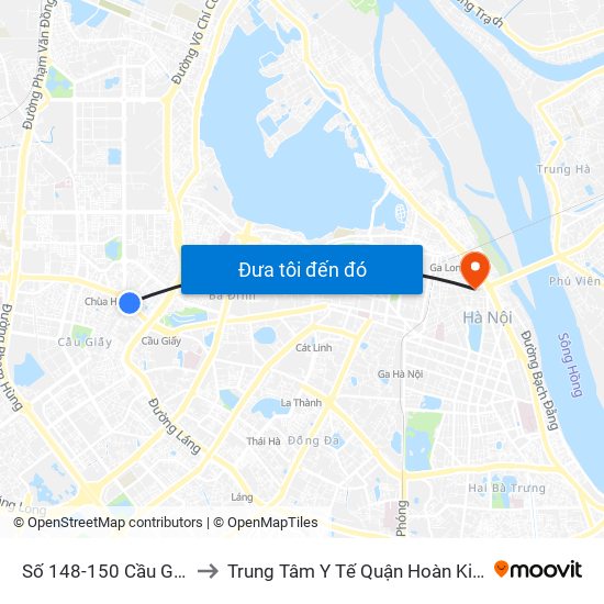 Số 148-150 Cầu Giấy to Trung Tâm Y Tế Quận Hoàn Kiếm map