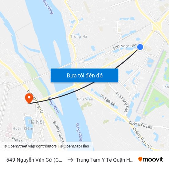 549 Nguyễn Văn Cừ (Cột Trước) to Trung Tâm Y Tế Quận Hoàn Kiếm map