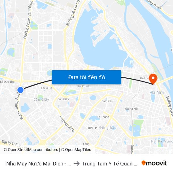 Nhà Máy Nước Mai Dịch - Phạm Hùng to Trung Tâm Y Tế Quận Hoàn Kiếm map