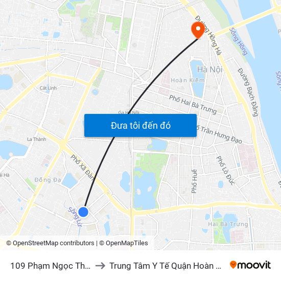 109 Phạm Ngọc Thạch to Trung Tâm Y Tế Quận Hoàn Kiếm map