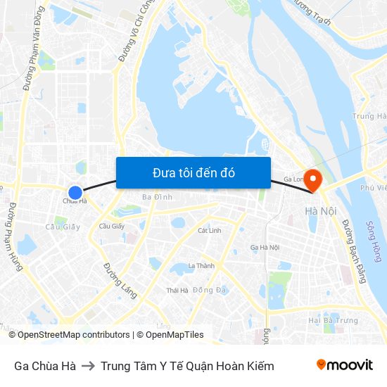 Ga Chùa Hà to Trung Tâm Y Tế Quận Hoàn Kiếm map
