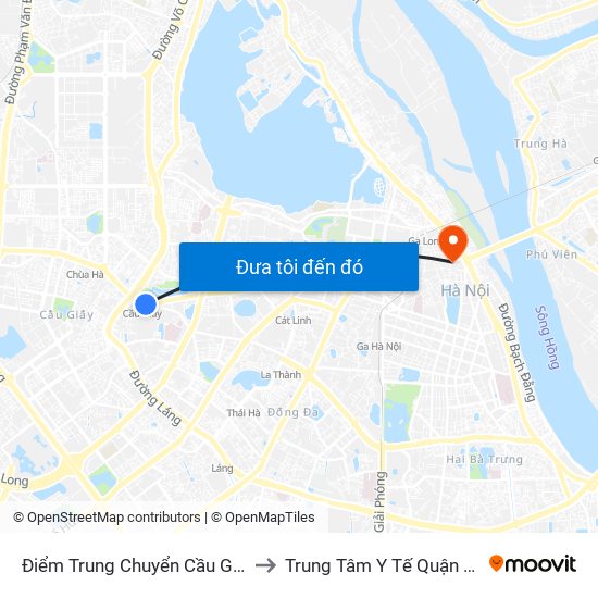 Điểm Trung Chuyển Cầu Giấy - Gtvt 02 to Trung Tâm Y Tế Quận Hoàn Kiếm map