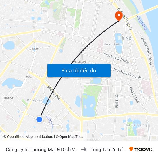 Công Ty In Thương Mại & Dịch Vụ Ngân Hàng - Số 10 Chùa Bộc to Trung Tâm Y Tế Quận Hoàn Kiếm map