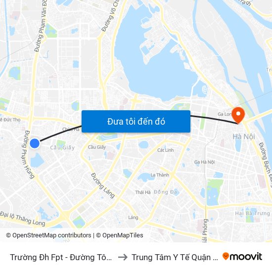 Trường Đh Fpt - Đường Tôn Thất Thuyết to Trung Tâm Y Tế Quận Hoàn Kiếm map