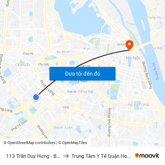 113 Trần Duy Hưng - Bộ Khcn to Trung Tâm Y Tế Quận Hoàn Kiếm map