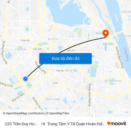 220 Trần Duy Hưng to Trung Tâm Y Tế Quận Hoàn Kiếm map