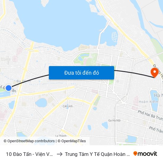 10 Đào Tấn - Viện Vật Lý to Trung Tâm Y Tế Quận Hoàn Kiếm map