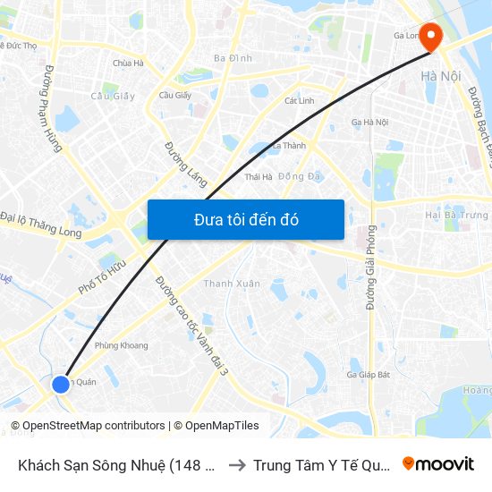 Khách Sạn Sông Nhuệ (148 Trần Phú- Hà Đông) to Trung Tâm Y Tế Quận Hoàn Kiếm map