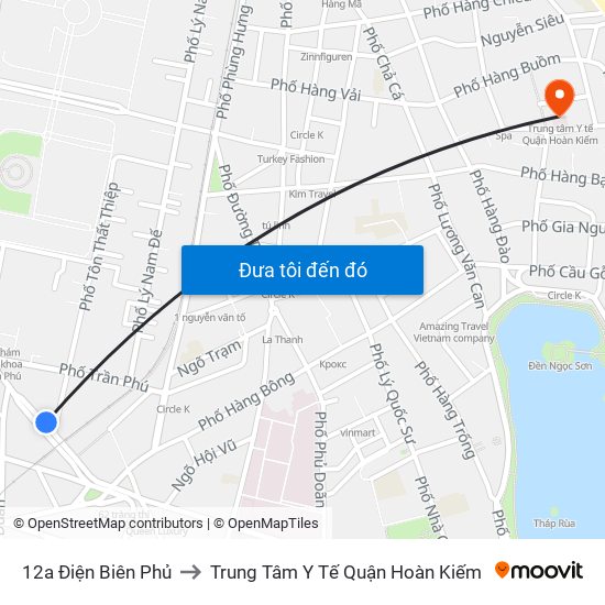 12a Điện Biên Phủ to Trung Tâm Y Tế Quận Hoàn Kiếm map