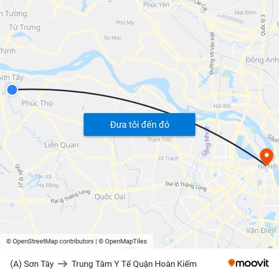 (A) Sơn Tây to Trung Tâm Y Tế Quận Hoàn Kiếm map