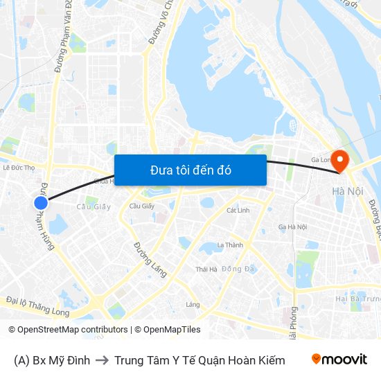 (A) Bx Mỹ Đình to Trung Tâm Y Tế Quận Hoàn Kiếm map