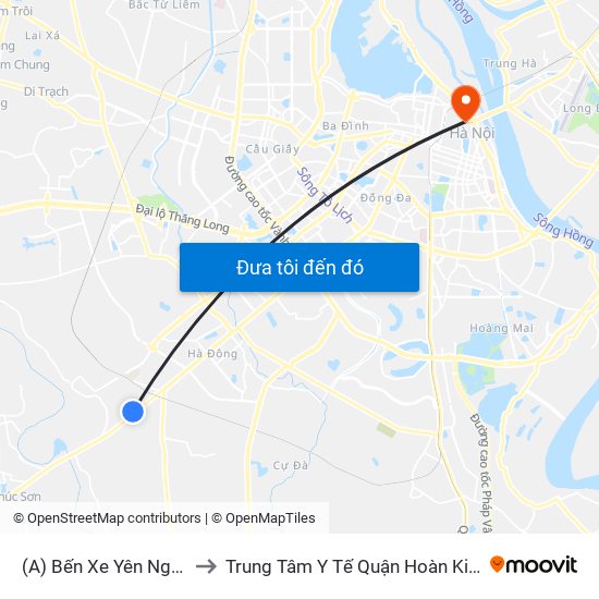 (A) Bến Xe Yên Nghĩa to Trung Tâm Y Tế Quận Hoàn Kiếm map