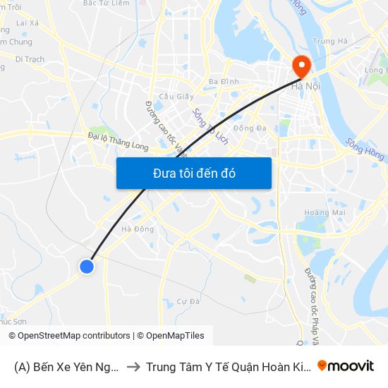 (A) Bến Xe Yên Nghĩa to Trung Tâm Y Tế Quận Hoàn Kiếm map