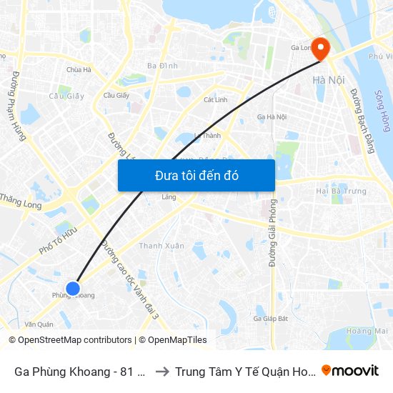 Ga Phùng Khoang - 81 Trần Phú to Trung Tâm Y Tế Quận Hoàn Kiếm map