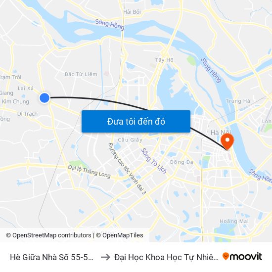 Hè Giữa Nhà Số 55-57 Phố Nhổn to Đại Học Khoa Học Tự Nhiên - Khoa Hoá map