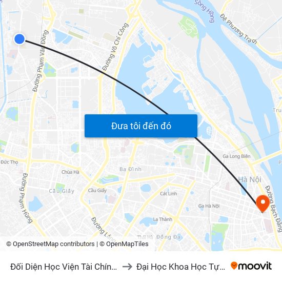 Đối Diện Học Viện Tài Chính - Đường Đức Thắng to Đại Học Khoa Học Tự Nhiên - Khoa Hoá map