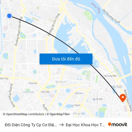 Đối Diện Công Ty Cp Cơ Điện Hn- Đường Đức Thắng to Đại Học Khoa Học Tự Nhiên - Khoa Hoá map