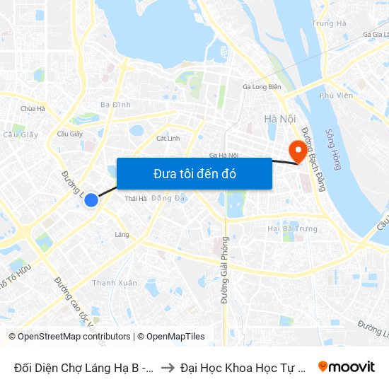 Đối Diện Chợ Láng Hạ B - 564 Đường Láng to Đại Học Khoa Học Tự Nhiên - Khoa Hoá map