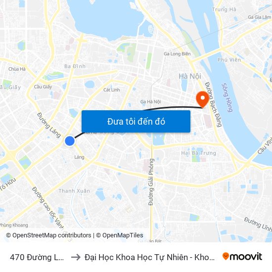 470 Đường Láng to Đại Học Khoa Học Tự Nhiên - Khoa Hoá map