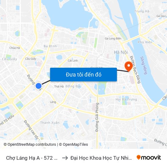 Chợ Láng Hạ A - 572 Đường Láng to Đại Học Khoa Học Tự Nhiên - Khoa Hoá map