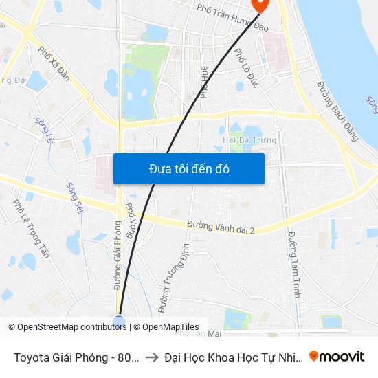 Toyota Giải Phóng - 807 Giải Phóng to Đại Học Khoa Học Tự Nhiên - Khoa Hoá map