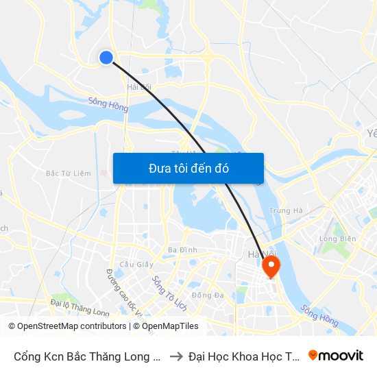 Cổng Kcn Bắc Thăng Long (Gần Cầu Vượt Bộ Hành) to Đại Học Khoa Học Tự Nhiên - Khoa Hoá map