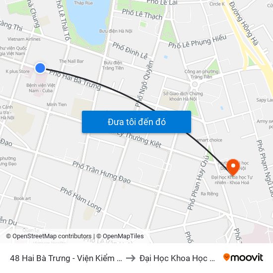 48 Hai Bà Trưng - Viện Kiểm Nghiệm Thuốc Trung Ương to Đại Học Khoa Học Tự Nhiên - Khoa Hoá map