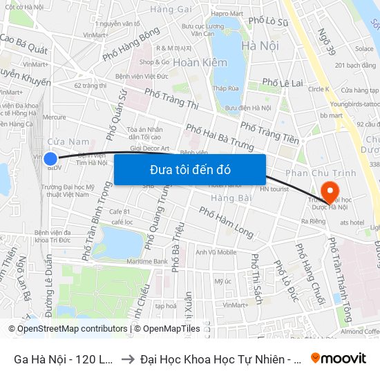 Ga Hà Nội - 120 Lê Duẩn to Đại Học Khoa Học Tự Nhiên - Khoa Hoá map