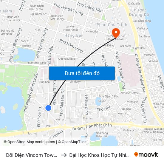 Đối Diện Vincom Tower - Bà Triệu to Đại Học Khoa Học Tự Nhiên - Khoa Hoá map