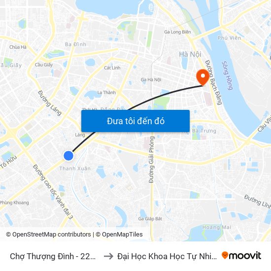 Chợ Thượng Đình - 224 Nguyễn Trãi to Đại Học Khoa Học Tự Nhiên - Khoa Hoá map