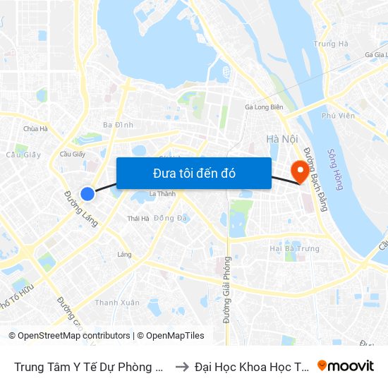 Trung Tâm Y Tế Dự Phòng Hn - 70 Nguyễn Chí Thanh to Đại Học Khoa Học Tự Nhiên - Khoa Hoá map