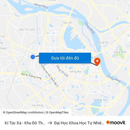 Kí Túc Xá - Khu Đô Thị Mỹ Đình II to Đại Học Khoa Học Tự Nhiên - Khoa Hoá map