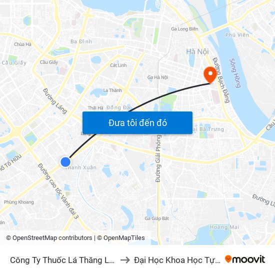 Công Ty Thuốc Lá Thăng Long - 235 Nguyễn Trãi to Đại Học Khoa Học Tự Nhiên - Khoa Hoá map