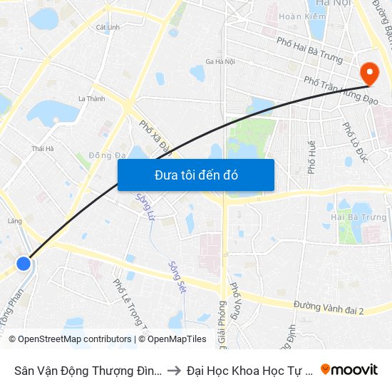Sân Vận Động Thượng Đình - 129 Nguyễn Trãi to Đại Học Khoa Học Tự Nhiên - Khoa Hoá map