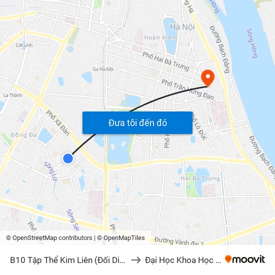 B10 Tập Thể Kim Liên (Đối Diện Ngõ 46b Phạm Ngọc Thạch) to Đại Học Khoa Học Tự Nhiên - Khoa Hoá map