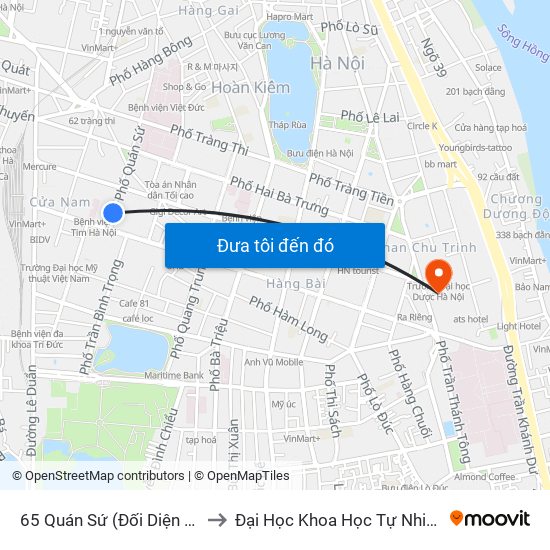 65 Quán Sứ (Đối Diện 80 Quán Sứ) to Đại Học Khoa Học Tự Nhiên - Khoa Hoá map