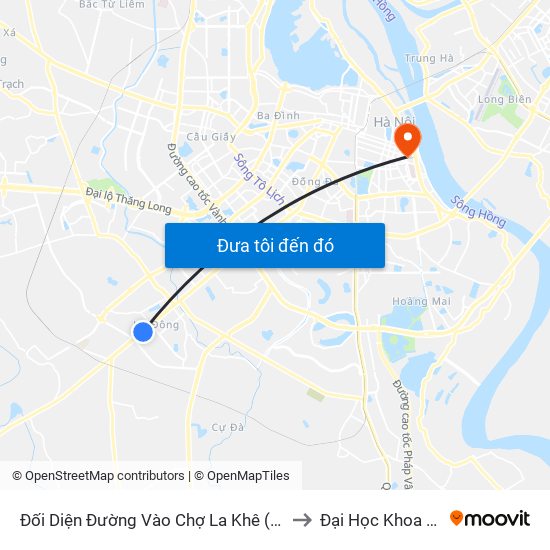 Đối Diện Đường Vào Chợ La Khê (Qua Ga Metro La Khê) - 405 Quang Trung (Hà Đông) to Đại Học Khoa Học Tự Nhiên - Khoa Hoá map