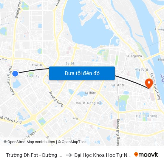 Trường Đh Fpt - Đường Tôn Thất Thuyết to Đại Học Khoa Học Tự Nhiên - Khoa Hoá map