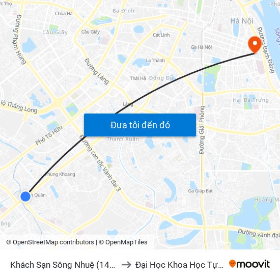 Khách Sạn Sông Nhuệ (148 Trần Phú- Hà Đông) to Đại Học Khoa Học Tự Nhiên - Khoa Hoá map